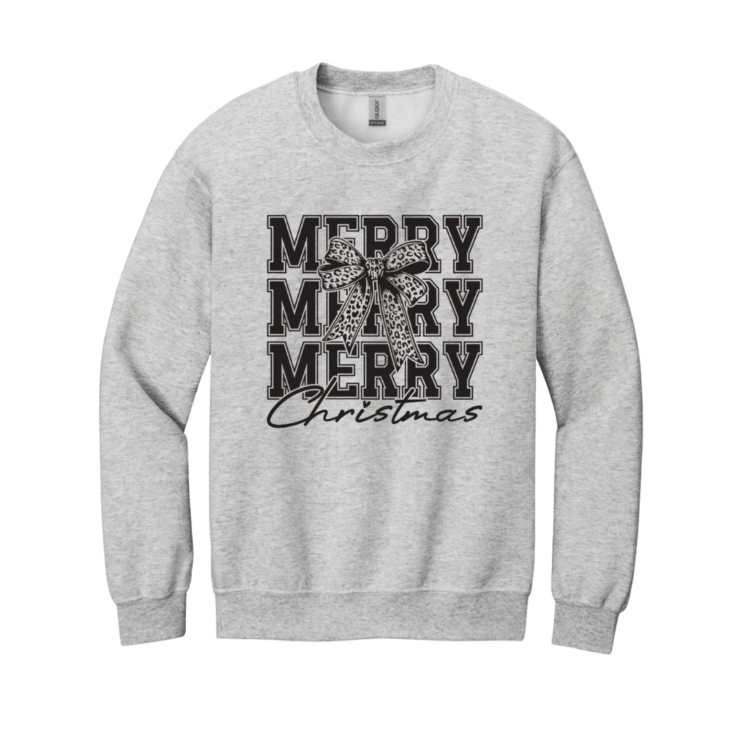 Holiday Crewneck Sweatshirt- Merry Merry Merry Christmas Graphic