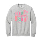 Holiday Crewneck Sweatshirt-  Merry and Bright Pastel Christmas Graphic