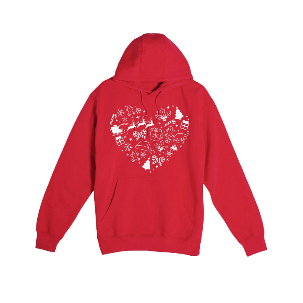 HOLIDAY HOODIE-Festive Heart Christmas Icons