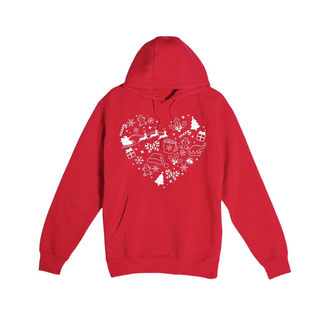 HOLIDAY HOODIE-Festive Heart Christmas Icons