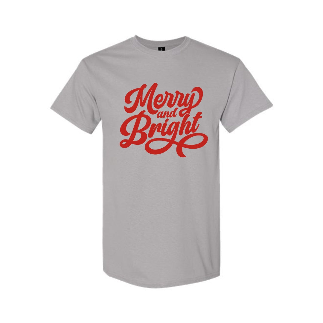 Minimalist Holiday Shirt - Merry and Bright Holiday Graphic