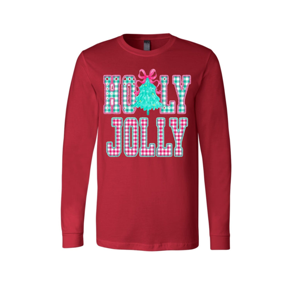 Holiday Long Sleeves-Holly Jolly Gingham Christmas