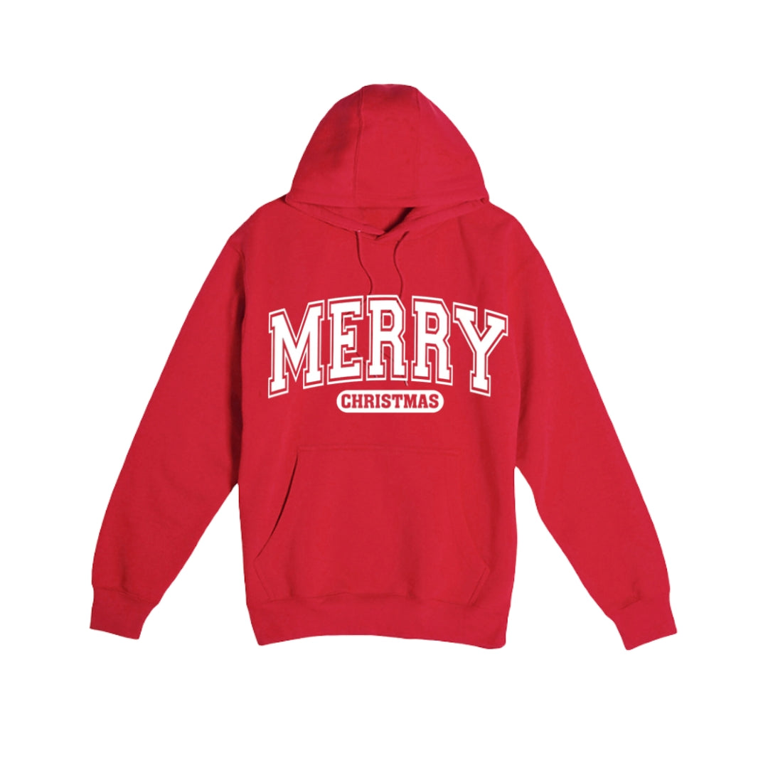 HOLIDAY HOODIE-“Merry Christmas” Holiday Apparel – Classic Varsity Style Christmas Design