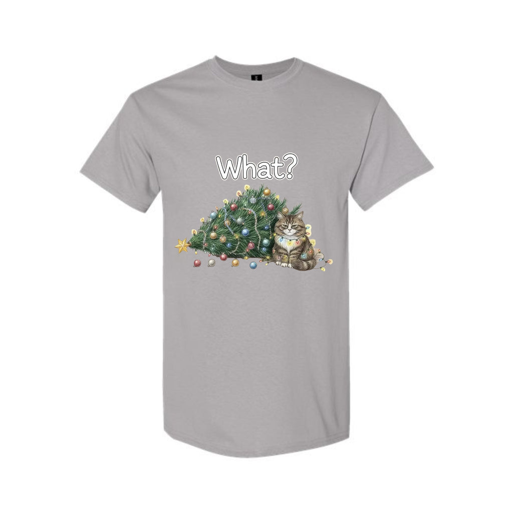 Christmas Tee for Pet Parents : “What?” Holiday Cat Lover Gift