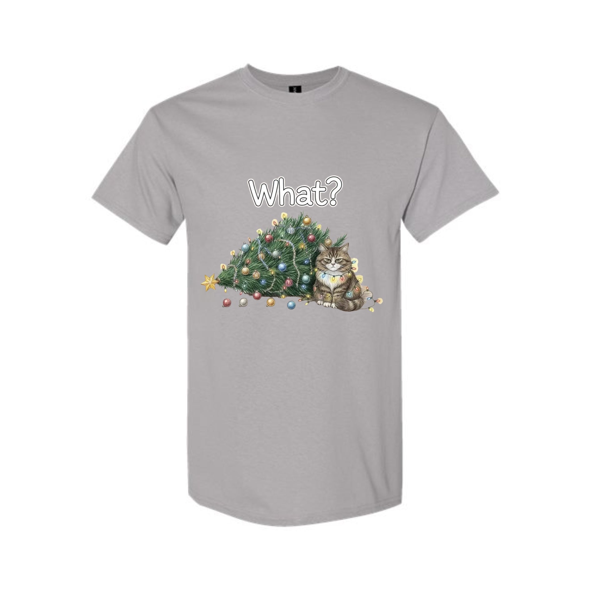 Christmas Tee for Pet Parents : “What?” Holiday Cat Lover Gift