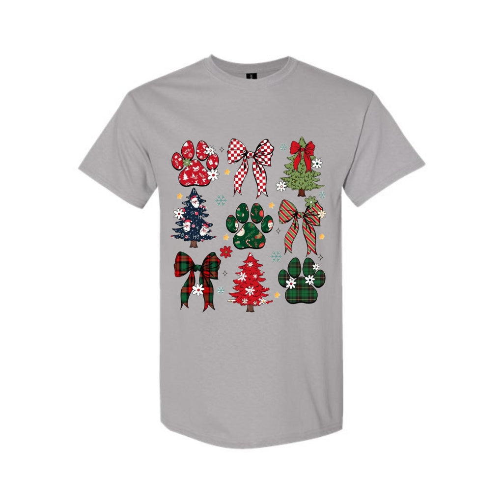 Christmas Tee for Pet Parents : Festive Paw Prints and Christmas Trees