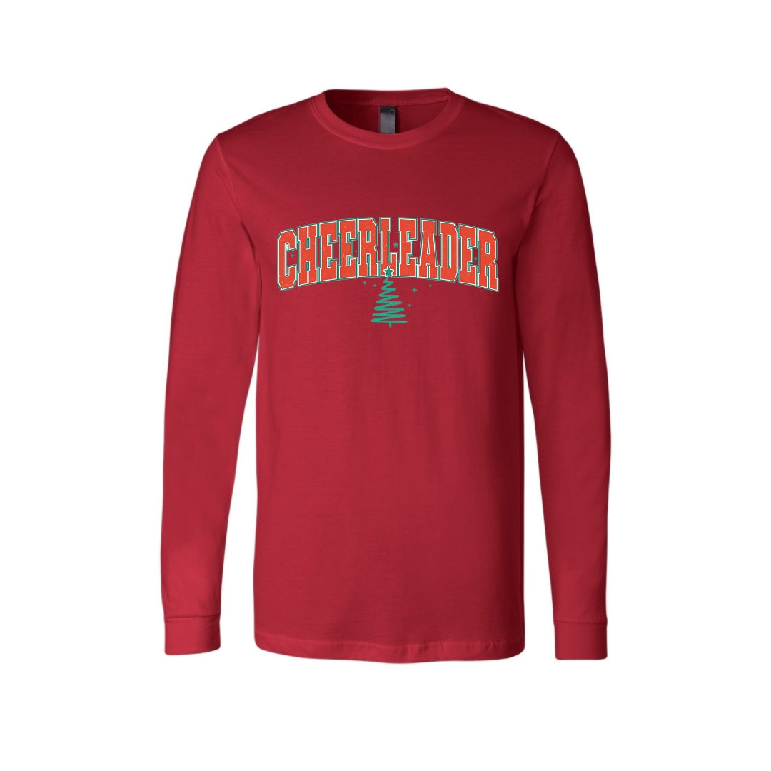 Holiday Long Sleeves- Festive “Cheerleader” Christmas Apparel – Perfect Holiday Spirit Wear for Cheer Teams