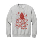 Holiday Crewneck Sweatshirt-“Merry and Bright” Christmas Tree Design
