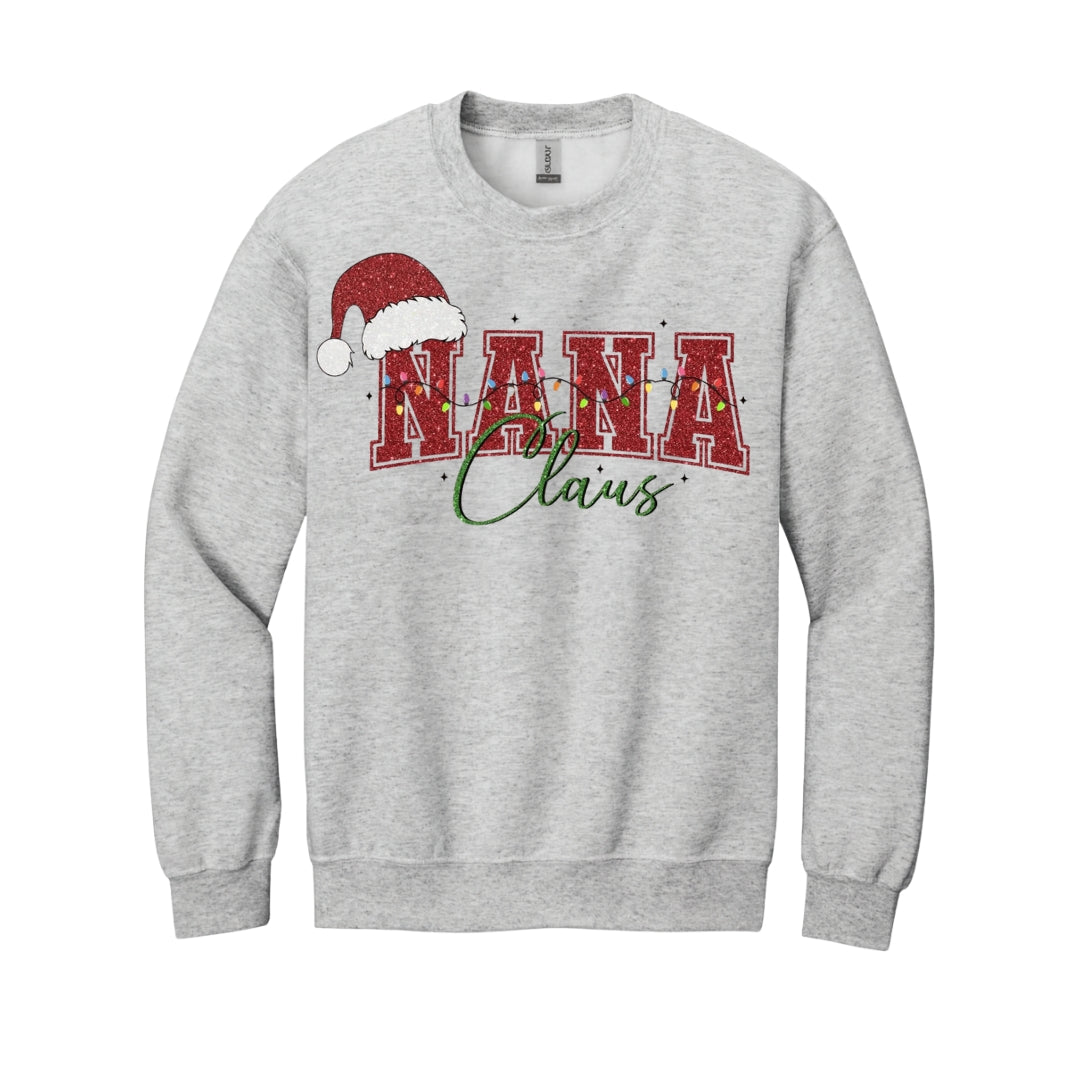 Holiday Crewneck Sweatshirt-Nana Claus Christmas Apparel – Festive Holiday Outfit for Proud Nanas