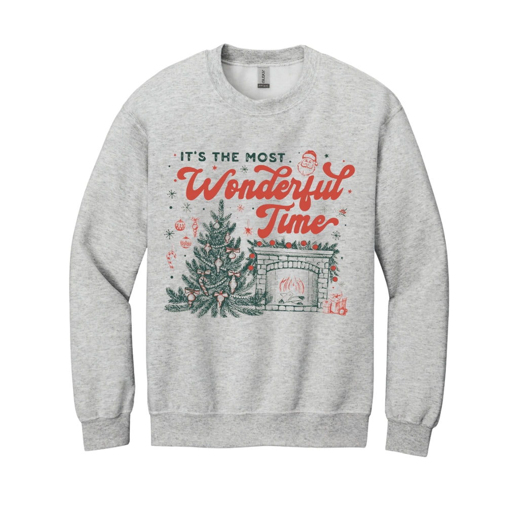 Holiday Crewneck Sweatshirt- It’s the Most Wonderful Time Christmas Graphic