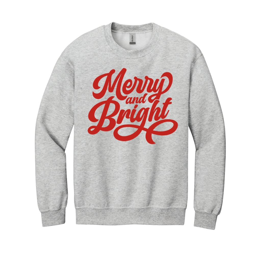 Holiday Crewneck Sweatshirt- Merry and Bright Holiday Graphic