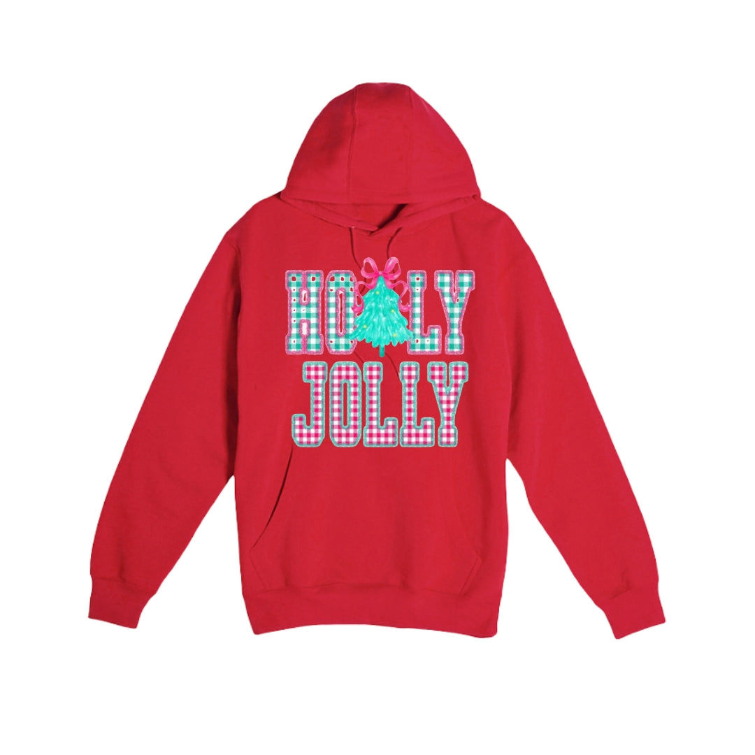 HOLIDAY HOODIE-Holly Jolly Gingham Christmas