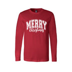 Minimalist Holiday Long Sleeves-Vintage “Merry Christmas” Holiday Apparel – Festive Retro-Inspired Christmas Design