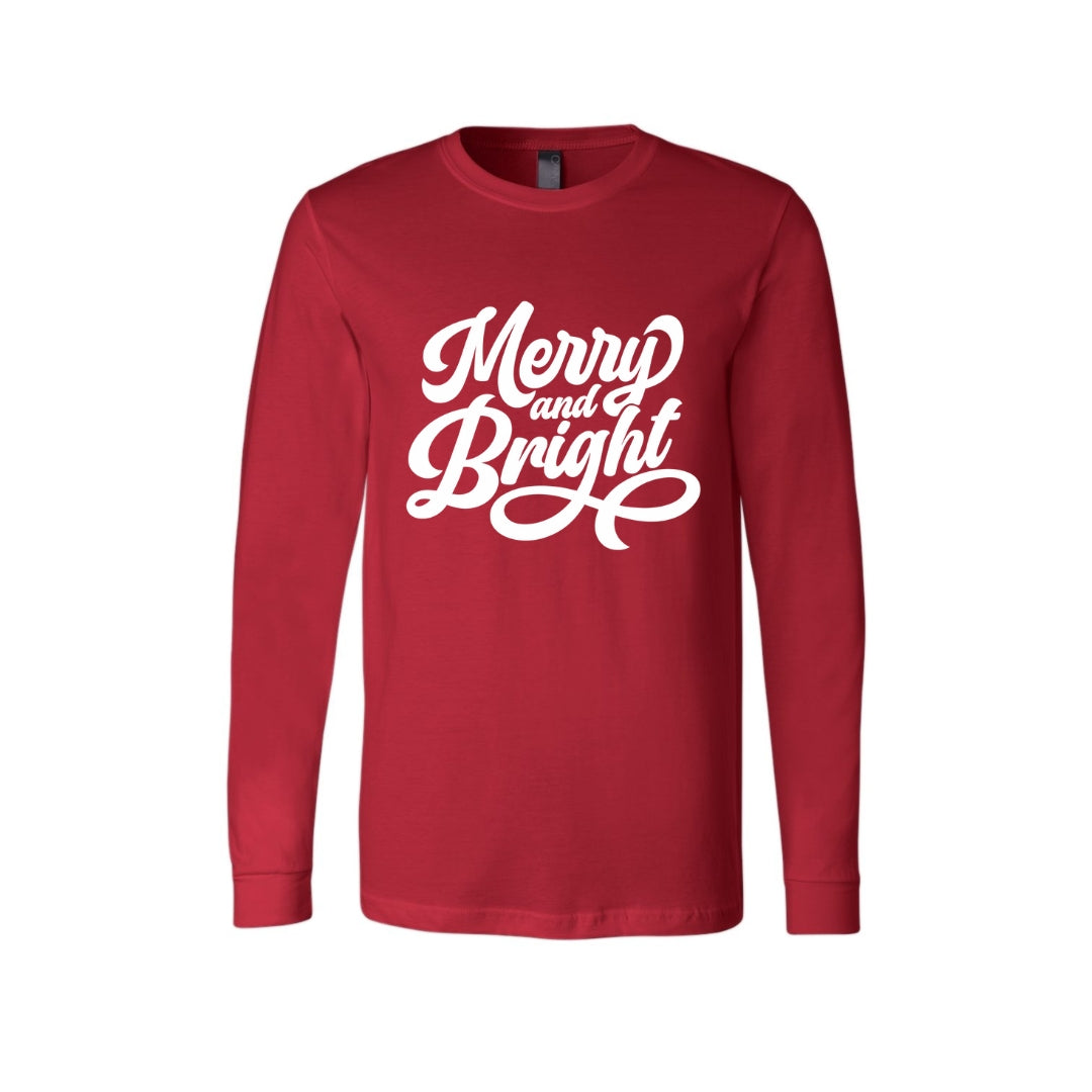 Holiday Long Sleeves-Merry and Bright Holiday Graphic