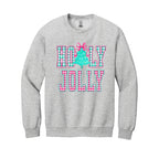 Holiday Crewneck Sweatshirt-Holly Jolly Gingham Christmas