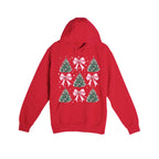 HOLIDAY HOODIE-Pink Bow Christmas Trees Graphic
