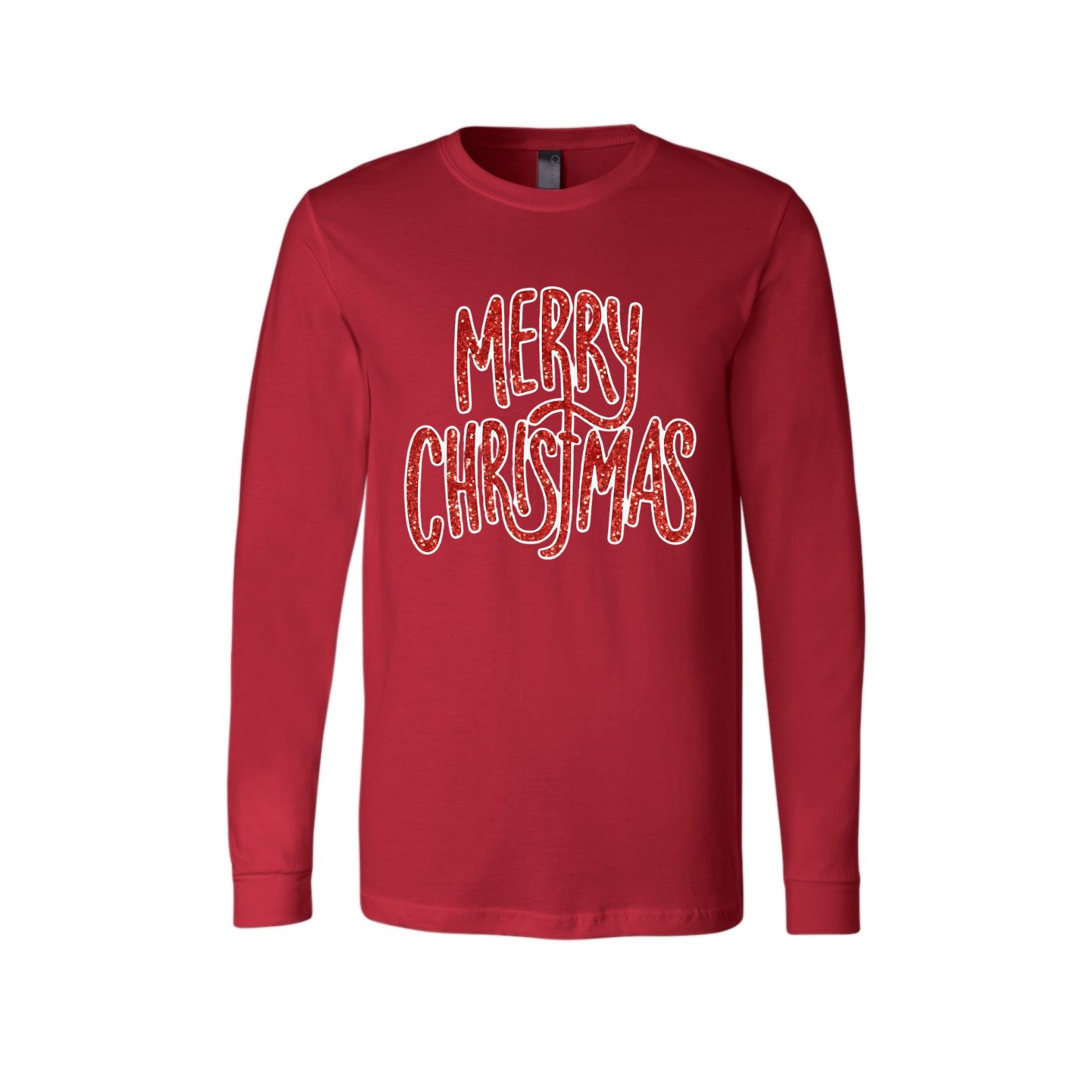 Holiday Long Sleeves- “Merry Christmas” Glitter Script Design