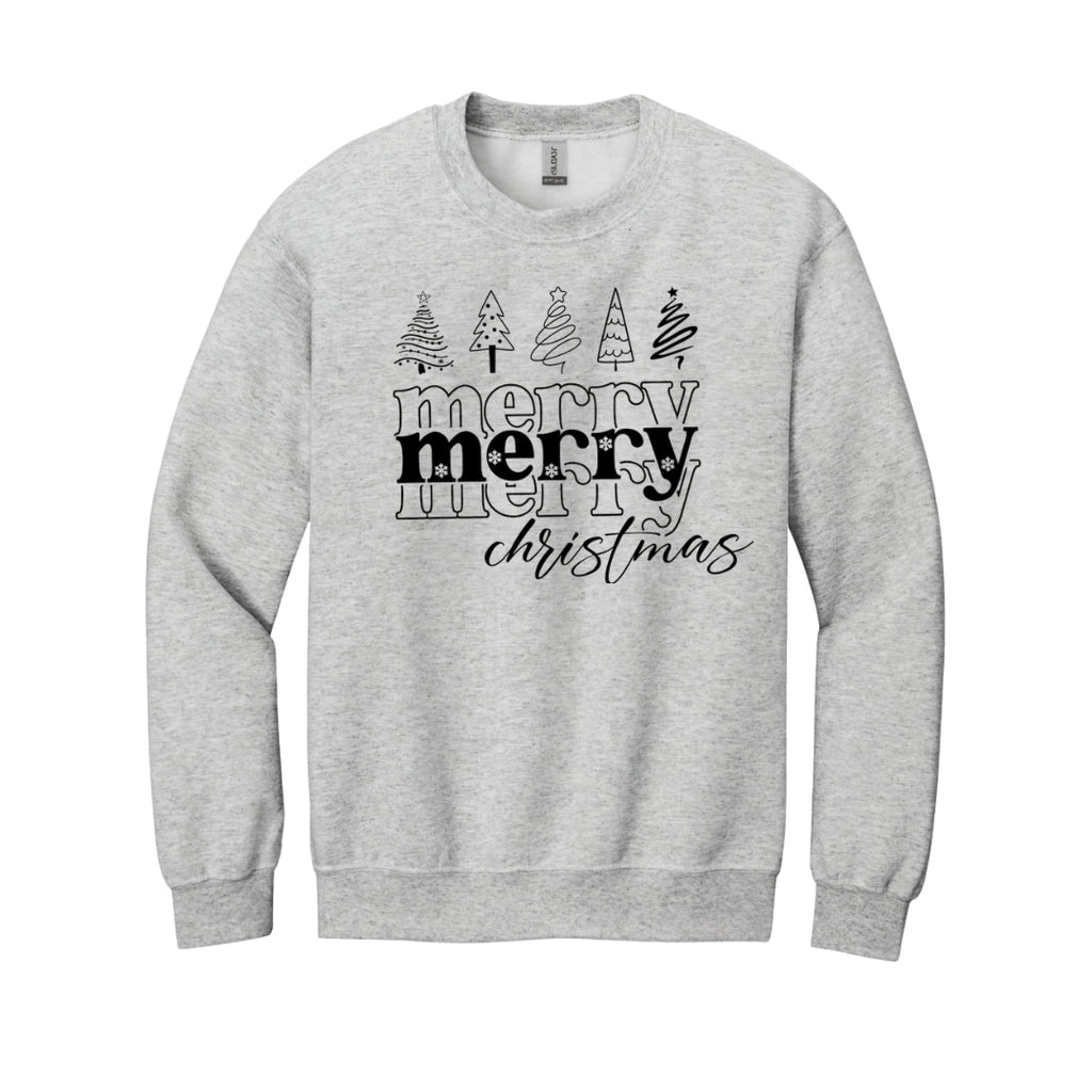 Holiday Crewneck Sweatshirt- Merry Merry Christmas Graphic Tee