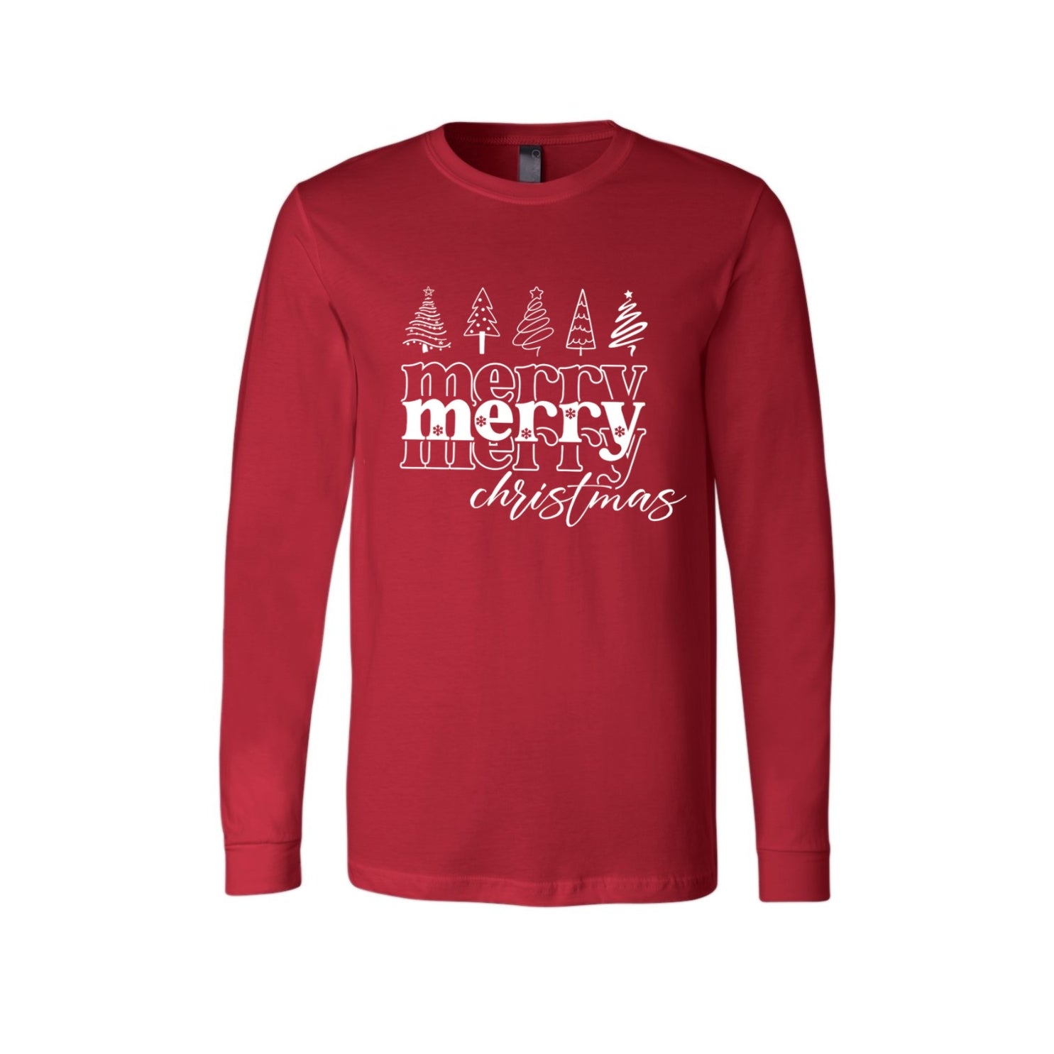 Minimalist Holiday Long Sleeves-Merry Merry Christmas Graphic Tee