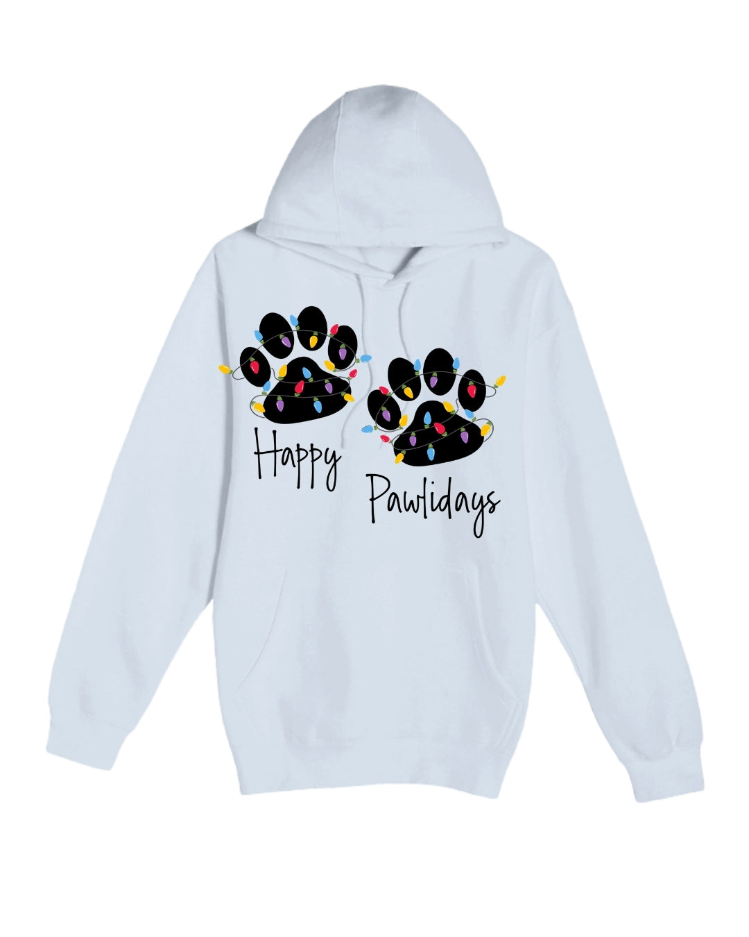 “Happy Pawlidays Festive Paw Print Lights Design”