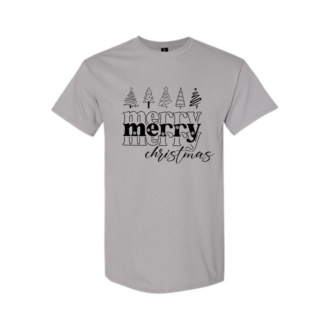 Minimalist Holiday Shirt - Merry Merry Christmas Graphic Tee