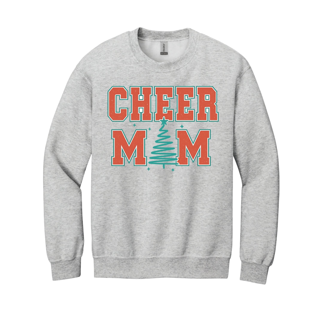 Holiday Crewneck Sweatshirt-Festive “Cheer Mom” Christmas Apparel – Perfect Holiday Spirit Wear for Cheer Moms