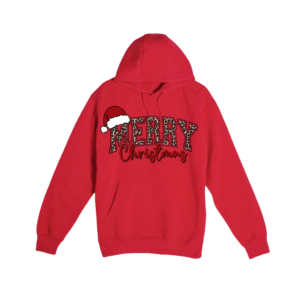 HOLIDAY HOODIE-“Merry Christmas” Leopard Santa Design
