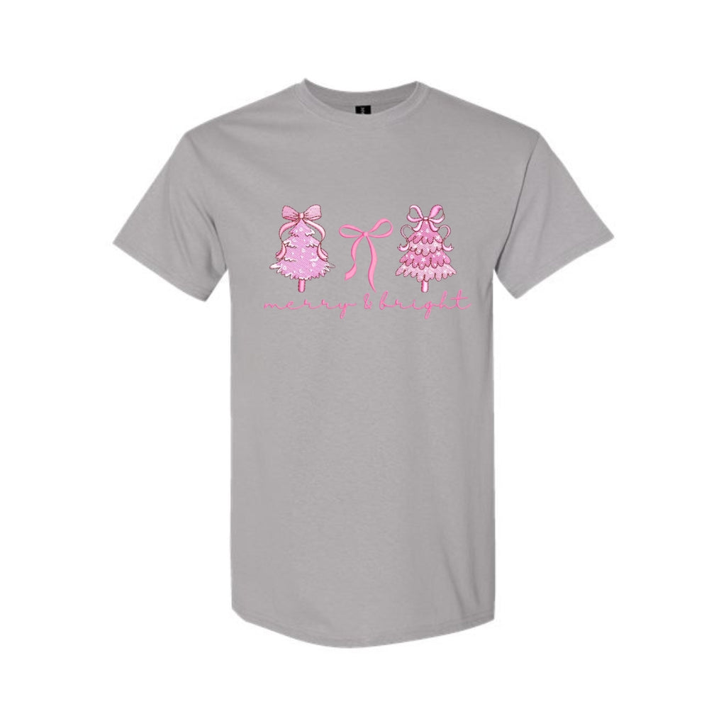 Holiday Shirt - Merry & Bright Pink Christmas Graphic