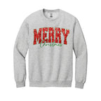 Holiday Crewneck Sweatshirt-“Merry Christmas” Glitter Varsity Design