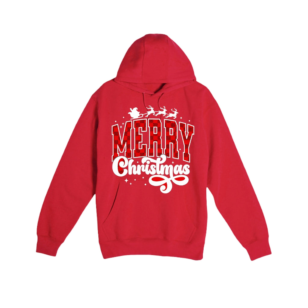 HOLIDAY HOODIE- Merry Christmas Buffalo Plaid Graphic
