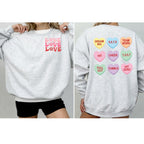 Cheer Valentine Sweatshirt – Love Love Love Crewneck | Candy Heart Cheer Pullover | Cheerleading Valentine Gift