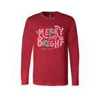 Holiday Long Sleeves-Merry and Bright Pastel Christmas Graphic