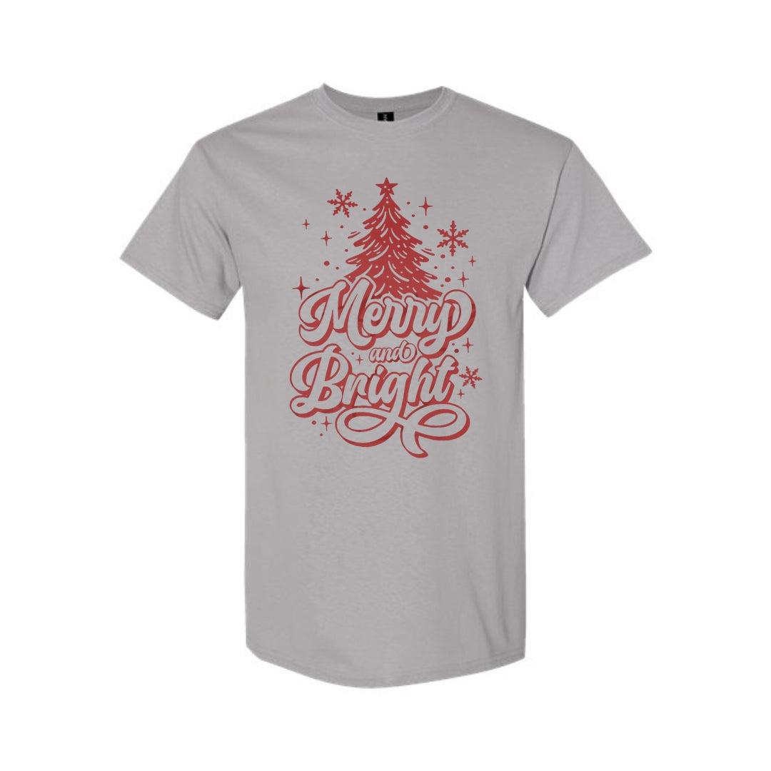 Minimalist Holiday Shirt - Merry and Bright” Christmas Tree Design