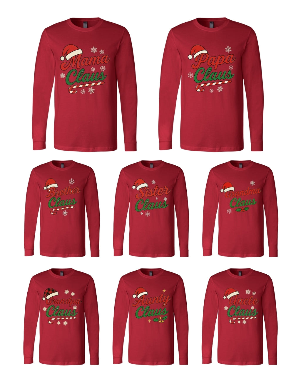 Holiday Long Sleeves- Family Claus Christmas Apparel Collection – Matching Holiday Outfits for the Whole Family