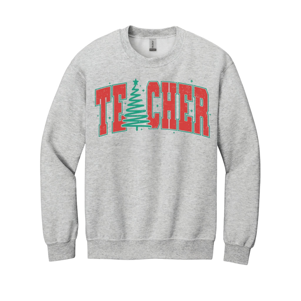 Holiday Crewneck Sweatshirt-Festive “Teacher” Christmas Apparel – Perfect Holiday Gift for Educators