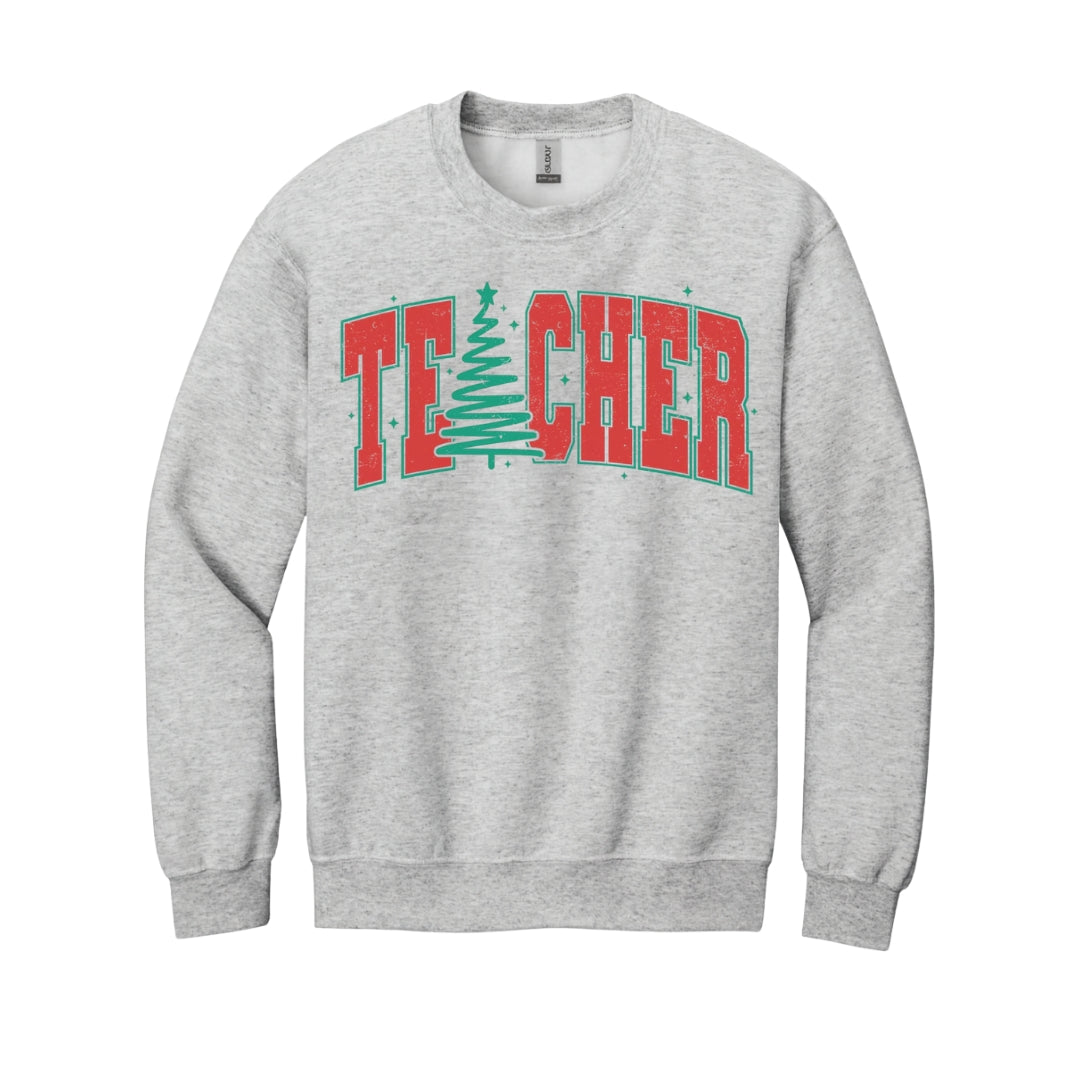 Holiday Crewneck Sweatshirt-Festive “Teacher” Christmas Apparel – Perfect Holiday Gift for Educators