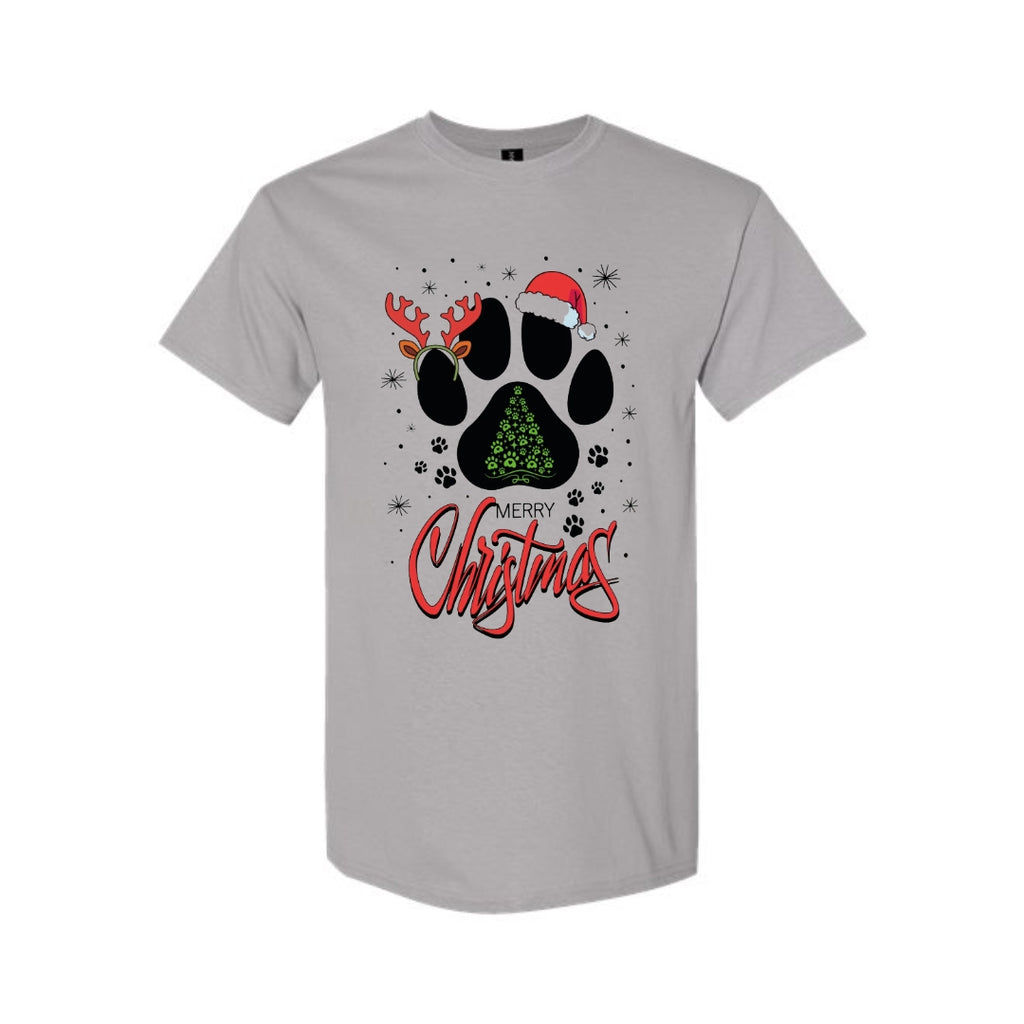 Merry & Furry Tees: Merry Christmas Paw Print Holiday Apparel – Festive Pet Lover Christmas Design