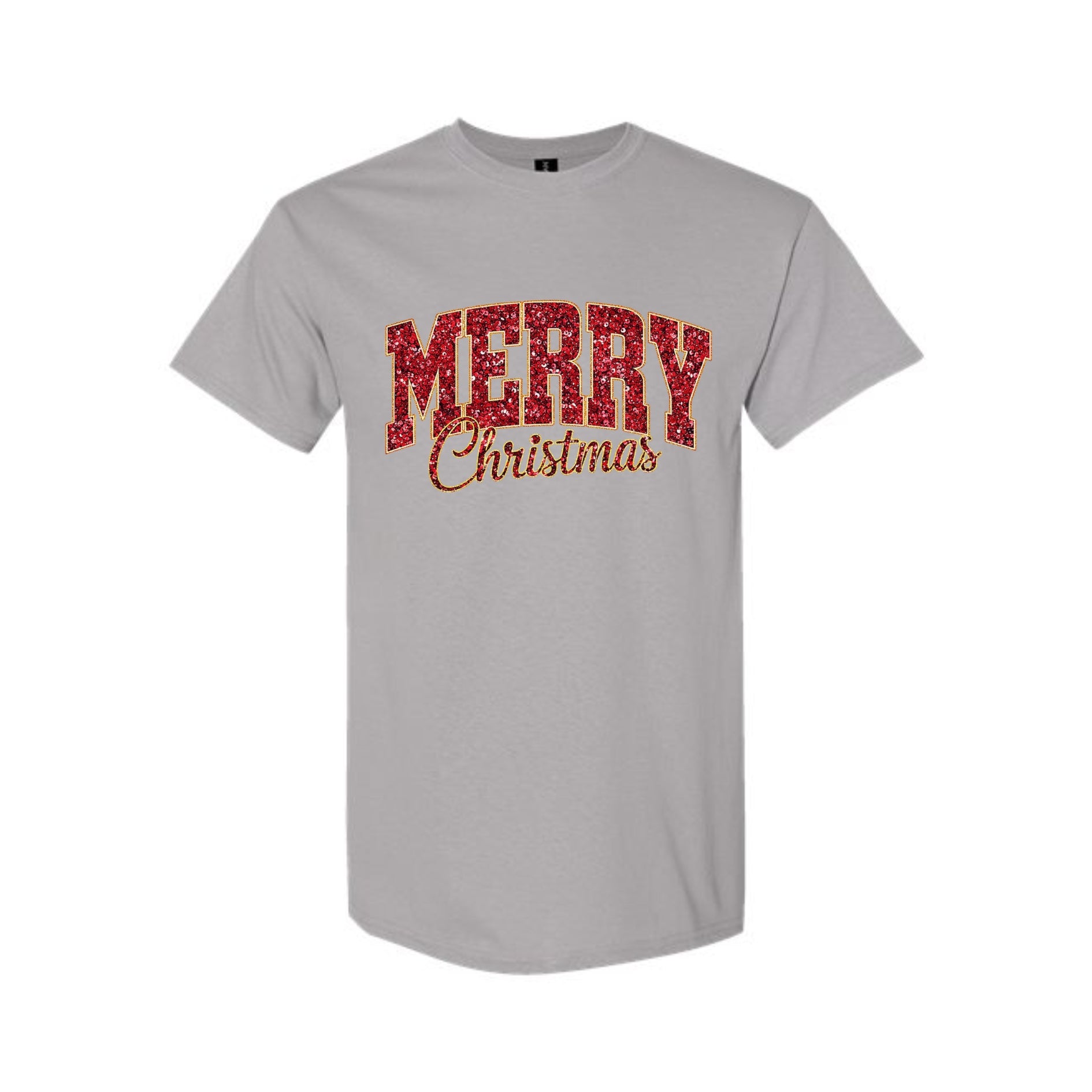 Minimalist Holiday Shirt - “Merry Christmas” Glitter Varsity Design