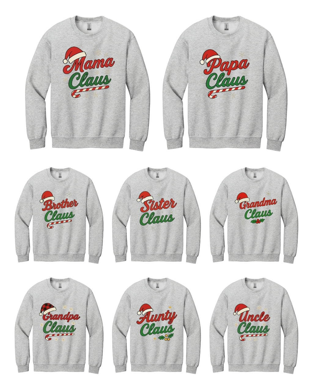 Holiday Crewneck Sweatshirt- Family Claus Christmas Apparel Collection – Matching Holiday Outfits for the Whole Family