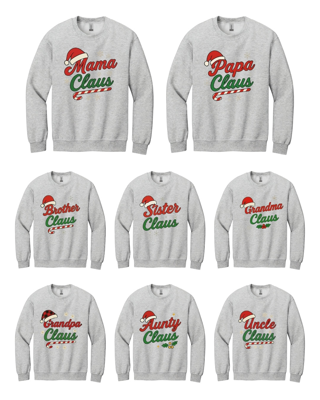 Holiday Crewneck Sweatshirt- Family Claus Christmas Apparel Collection – Matching Holiday Outfits for the Whole Family