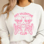 Anti Valentine Club Sweatshirt & Tee – Skeleton Heart Valentine Design