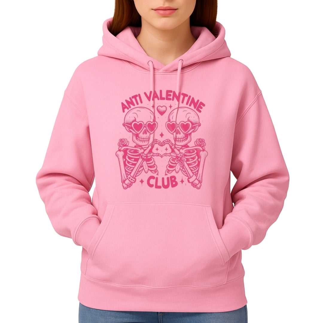 Anti Valentine Club Sweatshirt & Tee – Skeleton Heart Valentine Design