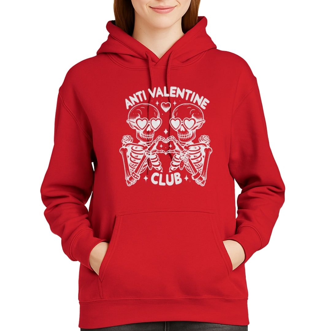 Anti Valentine Club Sweatshirt & Tee – Skeleton Heart Valentine Design