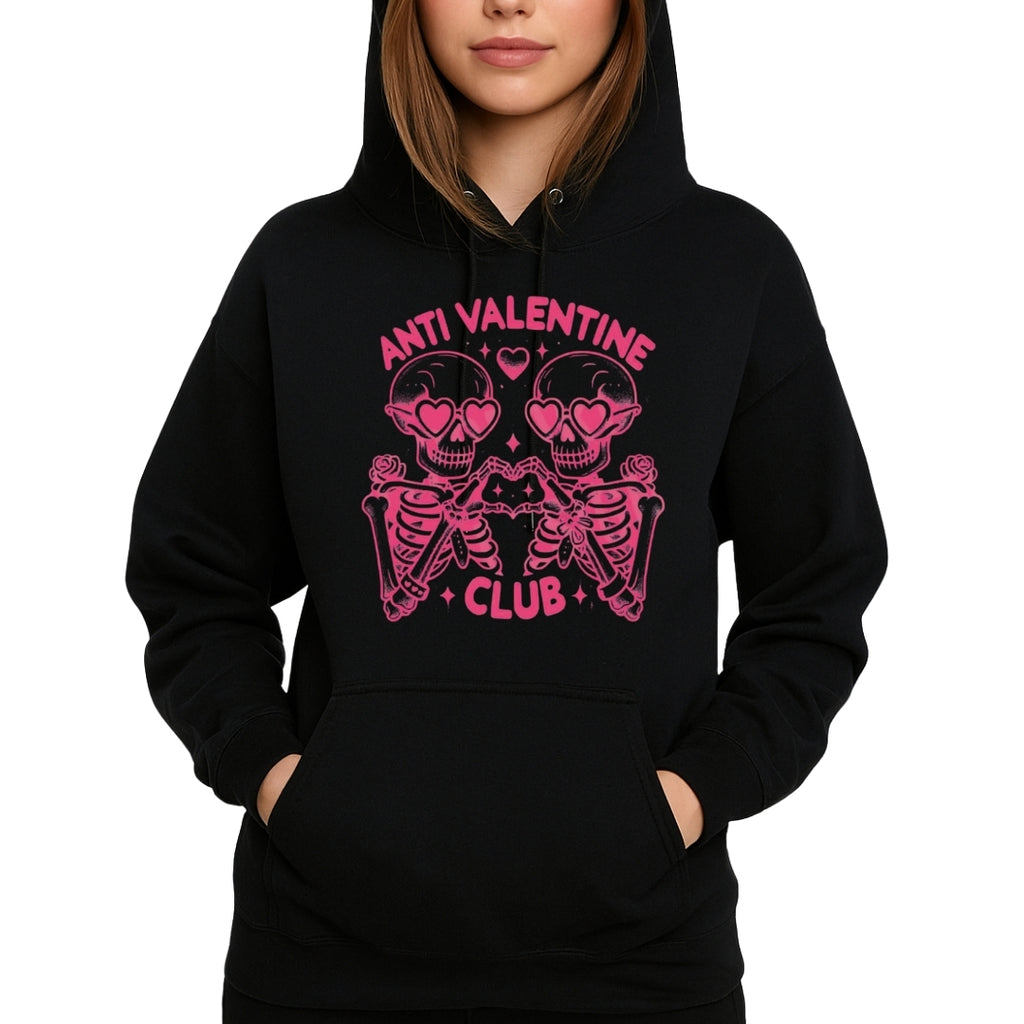 Anti Valentine Club Sweatshirt & Tee – Skeleton Heart Valentine Design