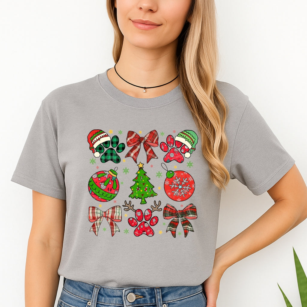 Christmas Tee for Pet Parents : Paw Print Christmas Apparel – Festive Dog Lover Holiday Gift