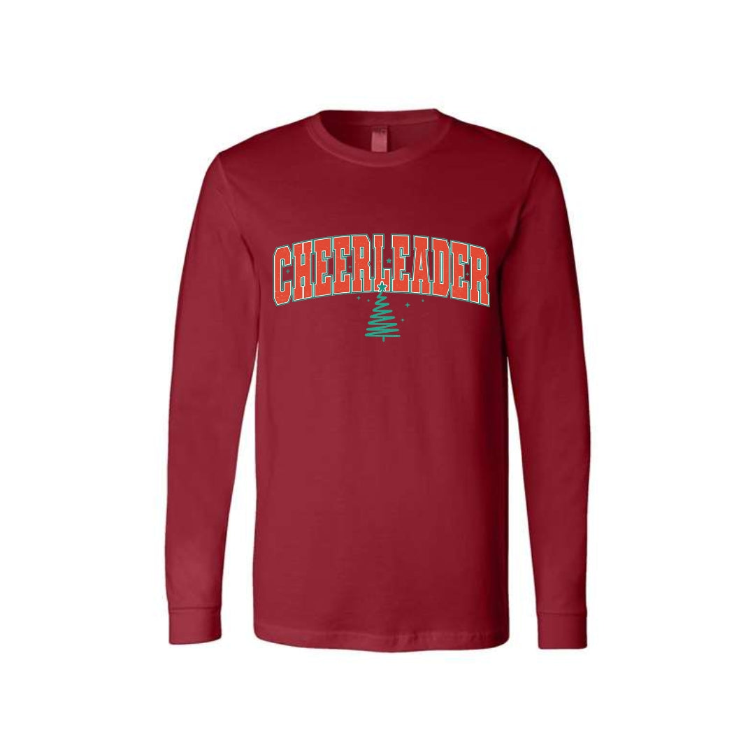 Holiday Long Sleeves- Festive “Cheerleader” Christmas Apparel – Perfect Holiday Spirit Wear for Cheer Teams