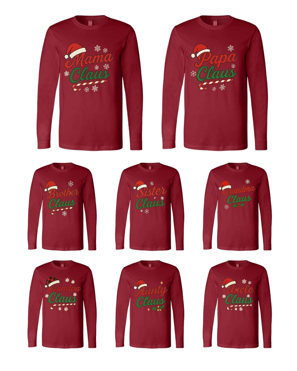 Holiday Long Sleeves- Family Claus Christmas Apparel Collection – Matching Holiday Outfits for the Whole Family