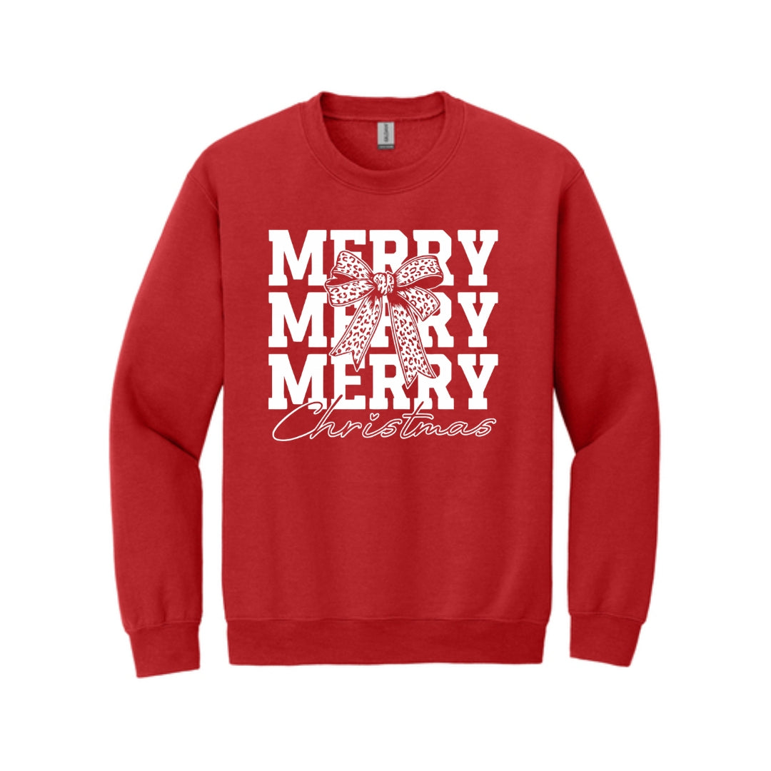 Holiday Crewneck Sweatshirt- Merry Merry Merry Christmas Graphic