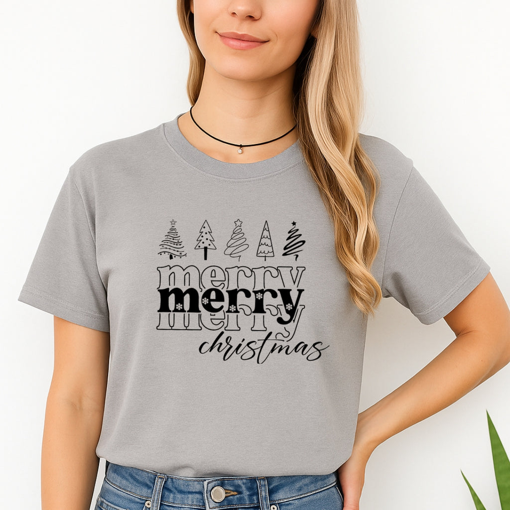 Minimalist Holiday Shirt - Merry Merry Christmas Graphic Tee