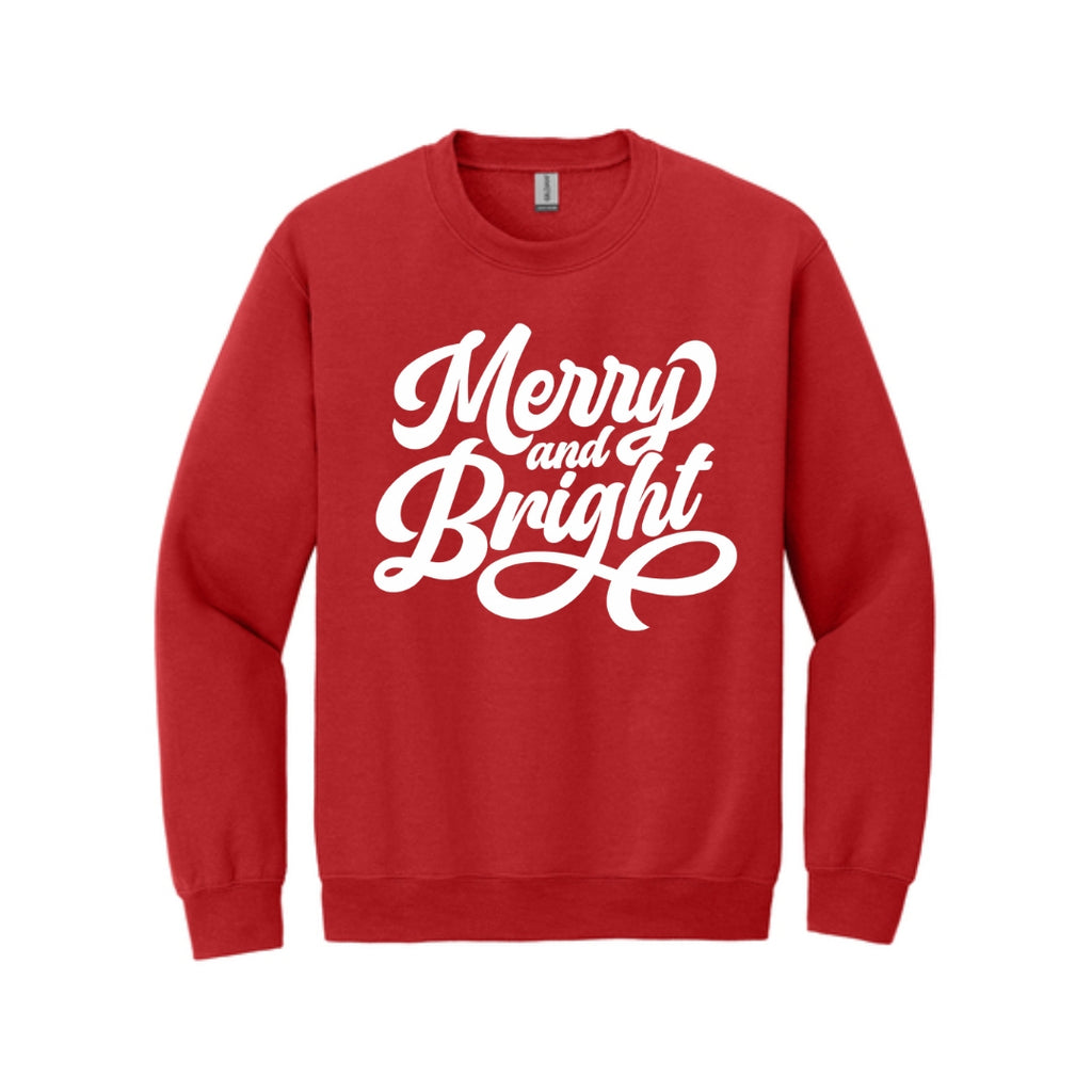 Holiday Crewneck Sweatshirt- Merry and Bright Holiday Graphic